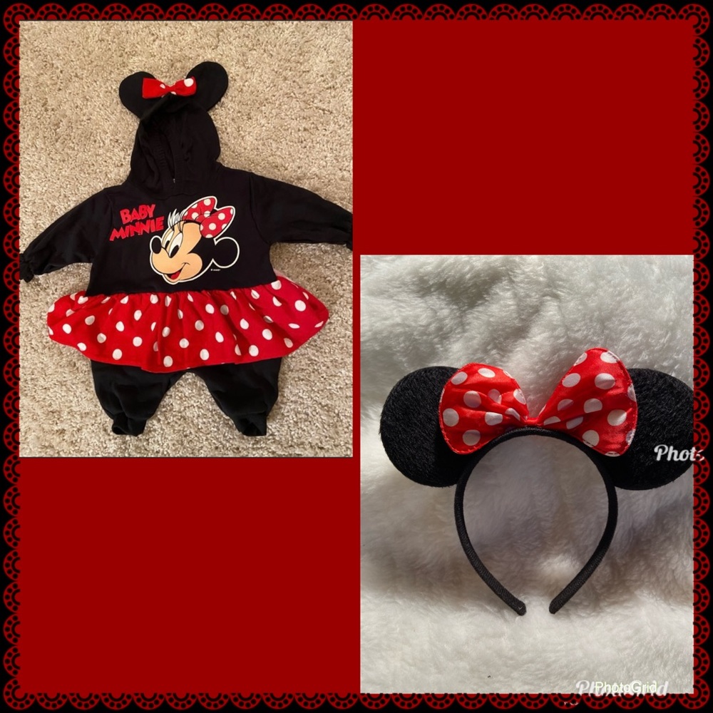 ✔️Disney Minnie Mouse I Pc Outfit size 6 - 9 Mts. Plus headband